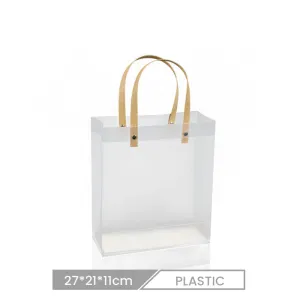 27*21*11cm Custom Pp Tote Bag Transparent Frosted Gift Plastic Shopping Bag